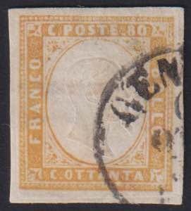 1858 - 80 cent. ocra arancio, n° 17b, ... 