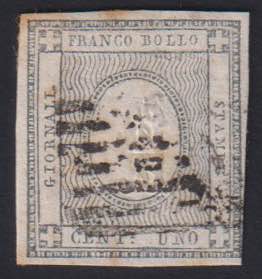 1861 - 1 cent. grigio nero, n° 19, ... 