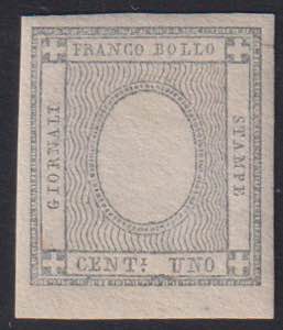 1861 - 1 cent. grigio nero senza cifra, ... 