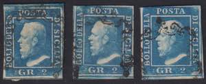 1859 - 2 grana azzurro vivo II tavola, n° ... 