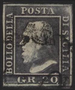 1859 - 20 grana ardesia violaceo, n° 13d, ... 