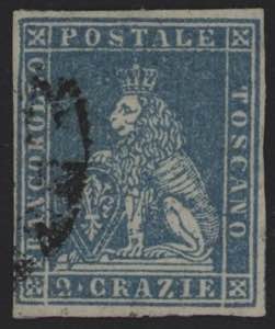 1851 - 2 crazie azzurro chiaro su grigio, ... 