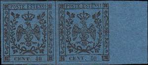 1852 - 40 cent. azzurro scuro, n° 6, ... 