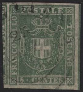 1860 - 5 cent. verde, eccellente, per ... 