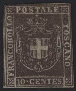 1860 - 10 cent. bruno, n° 19, nuovo con ... 