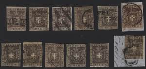 1860 - 10 cent., n° 19, 12 esemplari di ... 