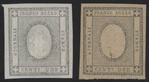1861 - Per Stampe, n° 19/20, ottimi. ... 