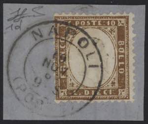 1862 - 10 cent. bruno scuro, n° 1d, ottimo, ... 