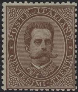 1879 - Umberto, 30 cent. bruno, n° 41, ... 