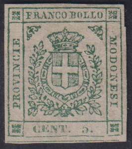 1859 - 5 cent. verde, n° 12, ottimo, senza ... 