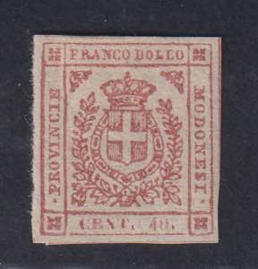 1859 - 40 cent. carminio brunastro, n° 17c, ... 