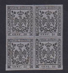 1855 - 10 cent. grigio lillaceo, SxG n° 4 + ... 