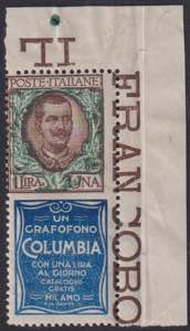 1924 - Columbia 1 Lira, Pubb n° 19, ... 