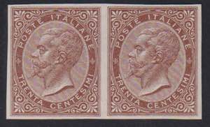 1863 - 30 cent. bruno castano, prova, n° P ... 