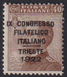 1922 - Congresso Filatelico di Trieste 40 ... 