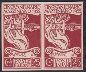 1922 - Mazzini, n° P 128, prova, splendida ... 