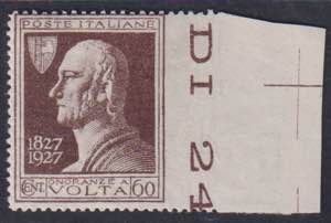 1927 - Volta 60 cent. bruno, n°212c, ... 