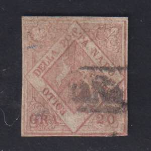 1858 - 20 grana rosa chiaro, n° 13, ben ... 