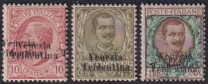 1918 - 10 + 45  cent. + 1 Lira con doppia ... 