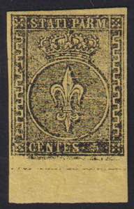 1852 - 5 cent. giallo arancio, n° 1, ... 
