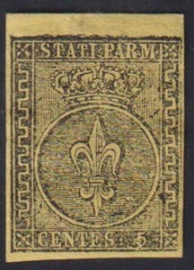 1852 - 5 cent giallo arancio, n° 1, ... 