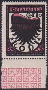 1934 - Ala di Rodi 80 cent., PA n° 31A, ... 