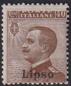 1912 - 40 cent. sovrastampato Lipso, n° 6a, ... 