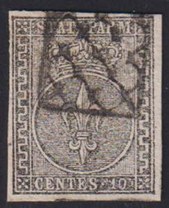 1852 - 10 cent. con una greca più larga, ... 
