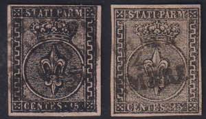 1852 - 15 cent. rosa + rosa chiaro, n° 3 + ... 