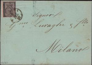 1852 - 15 cent. rosa, n° 3, ottimo, bordo ... 