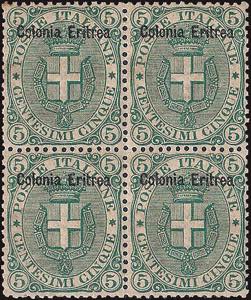 1893 - 5 cent. verde scuro, n° 3, in ... 