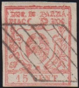 1857 - 15 cent. vermiglio, n° 9, splendido, ... 