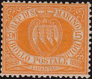 1877 - 5 cent. giallo, n° 2, ottimo, buona ... 