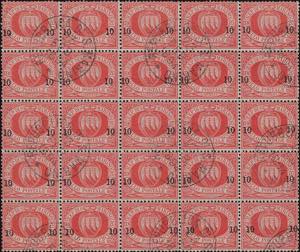 1892 - Sovrastampato 10 su 20 cent., n° 11, ... 