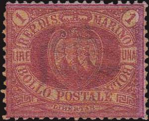 1892 - Lira Rossa (carminio su giallo), n° ... 