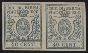 1857 - 40 cent. azzurro, n° 11d  (11 + ... 