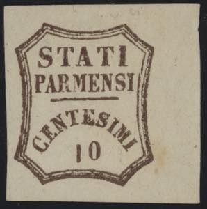 1859 - 10 cent. bruno, n° 14b, con cifra ... 