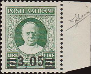1934 - Provvisoria 3,05 Lire verde chiaro, ... 