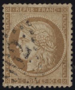 1870 - 10 cent. bistro giallo, n° 36, ... 