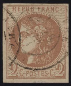1870 - 2 cent. bruno rosso, n° 40, ... 