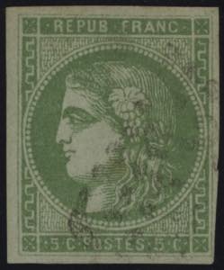 1870 - 5 cent. verde giallo, n° 42, ottimo. ... 