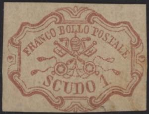 1852 - 1 Scudo rosa carminio, n° 11, ben ... 