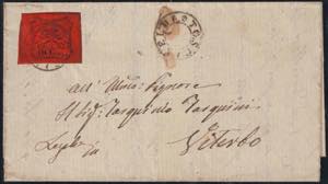 1867 - 10 cent. vermiglio arancio, n° 17, ... 