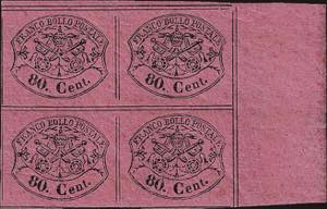 1867 - 80 cent. rosa lillaceo, n° 20, in ... 