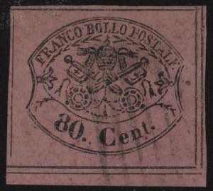 1867 - 80 cent. non dentellato, n° 20, ... 