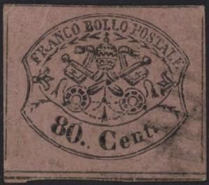 1867 - 80 cent. rosa lillaceo, n° 20, ... 