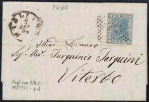 1870 - 20 cent. azzurro chiaro, Regno n° ... 
