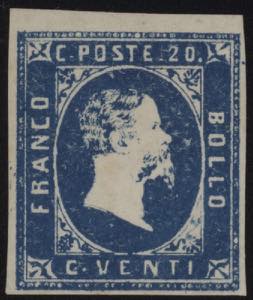 1851 - 20 cent.  azzurro I emissione, n° ... 