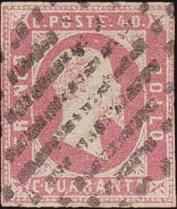 1851 - 40 cent. rosa, n° 3, ottimo, ... 
