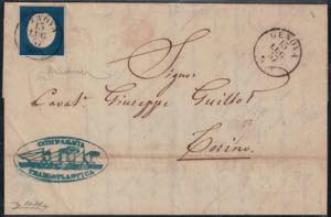 1857 - 20 cent. azzurro, n° 8, eccellente, ... 